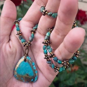 Rare Bronze Infused Blue Turquoise Necklace
